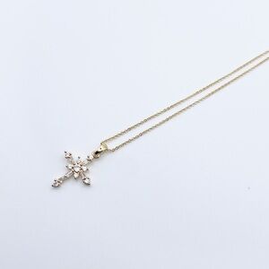 Gold Cross Necklace for woman | Dainty Cross Necklace | CZ Pendant Cross Pendant